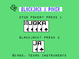 Blackjack & Poker screenshot 3 for TI-99